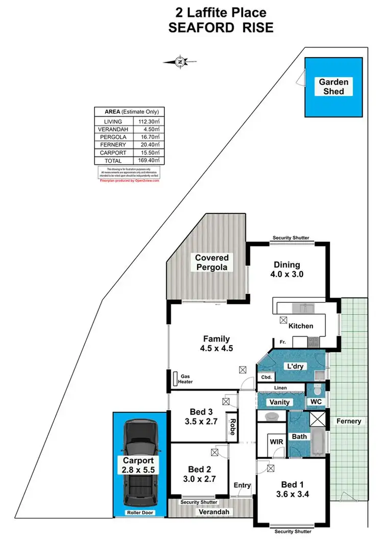 Floorplan of Homely house listing, 2 Laffitte Place, Seaford Rise SA 5169