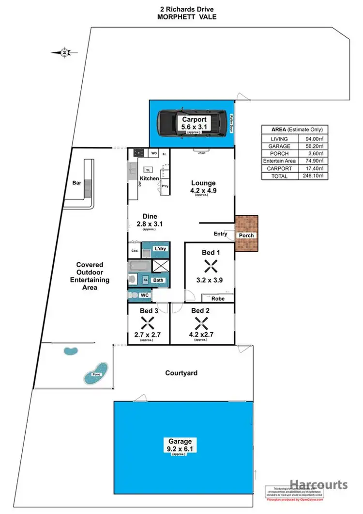 Floorplan of Homely house listing, 2 Richards Drive, Morphett Vale SA 5162