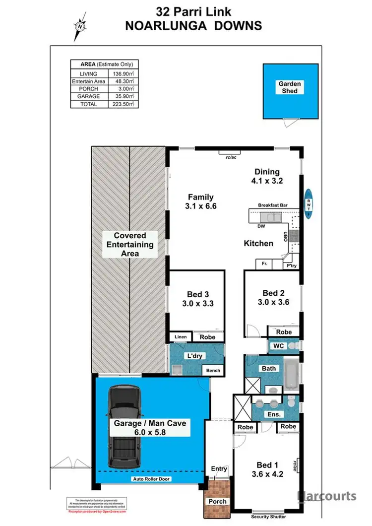 Floorplan of Homely house listing, 32 Parri Link, Noarlunga Downs SA 5168