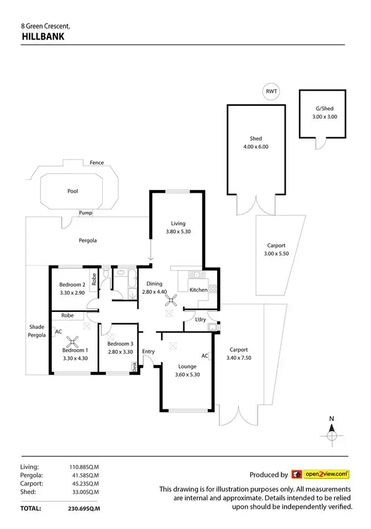 Floorplan of Homely house listing, 8 Green Crescent, Hillbank SA 5112