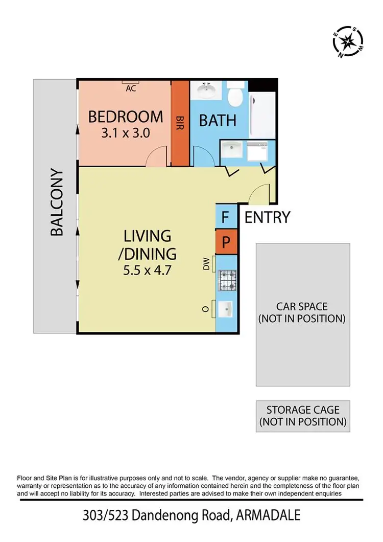 Floorplan of Homely apartment listing, 303/523 Dandenong Road, Armadale VIC 3143