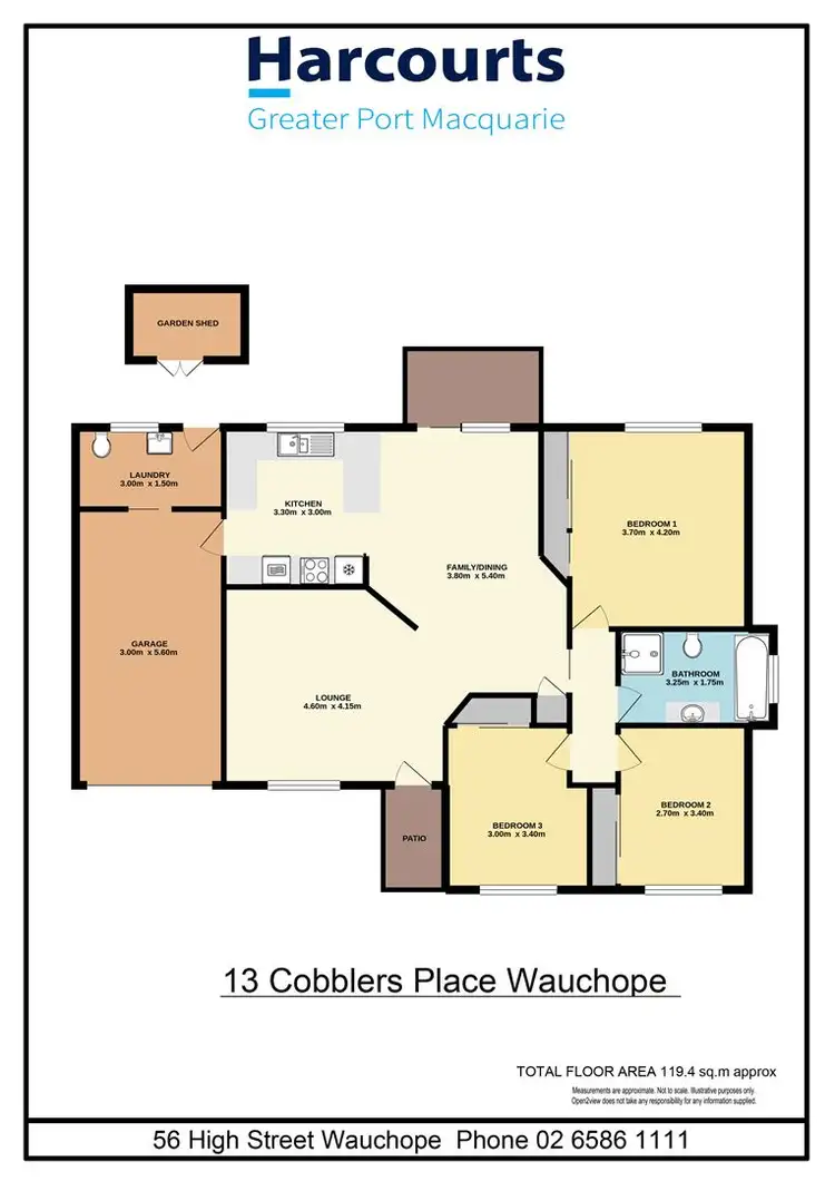 Floorplan of Homely house listing, 13 Cobblers Place, Wauchope NSW 2446