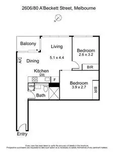 Floorplan of Homely apartment listing, 2606/80 A'Beckett Street, Melbourne VIC 3000