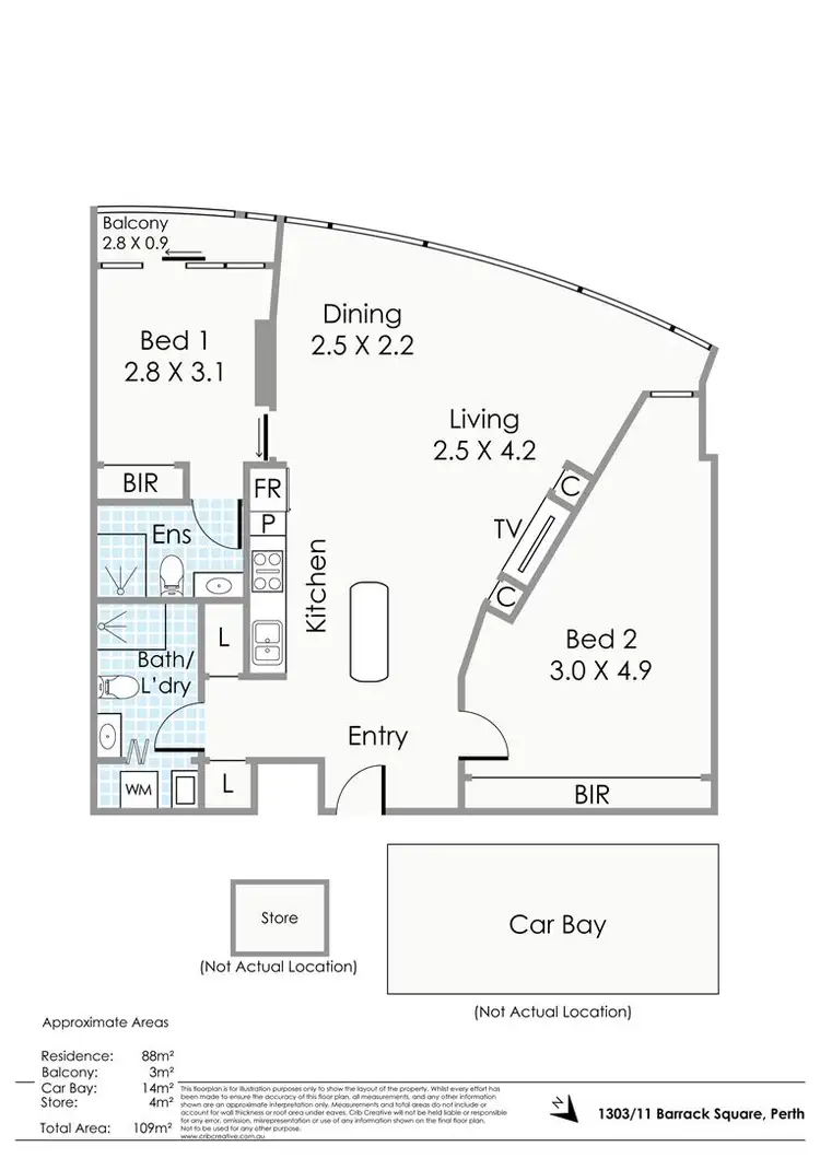 Floorplan of Homely apartment listing, 1303/11 Barrack Square, Perth WA 6000