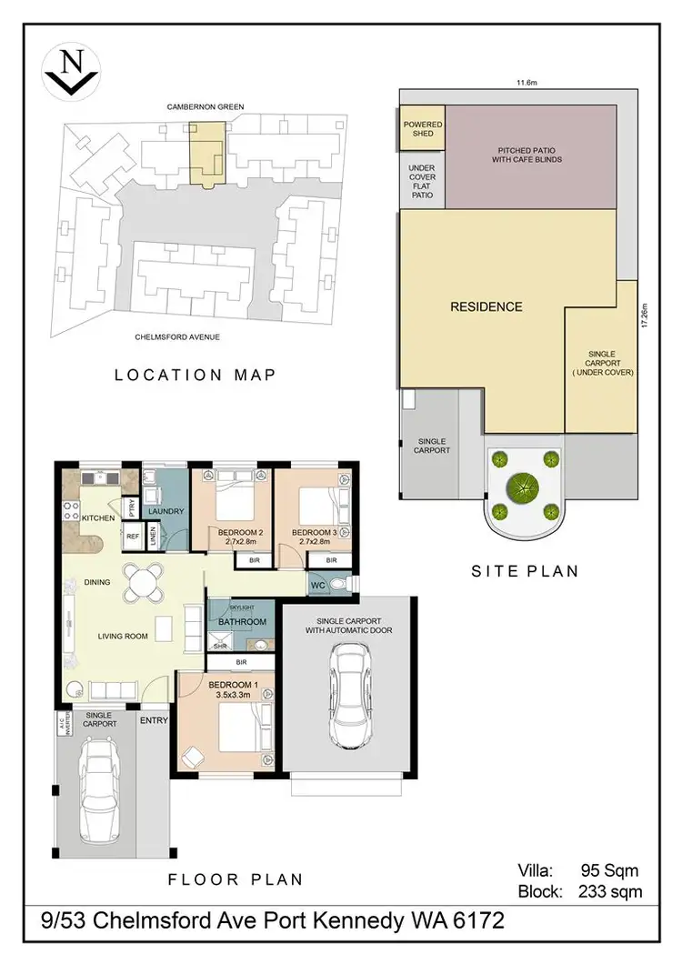Floorplan of Homely villa listing, 9/53 Chelmsford Avenue, Port Kennedy WA 6172