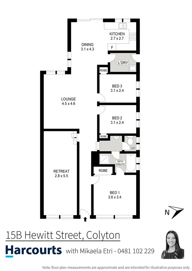 Floorplan of Homely semi-detached listing, 15B Hewitt Street, Colyton NSW 2760