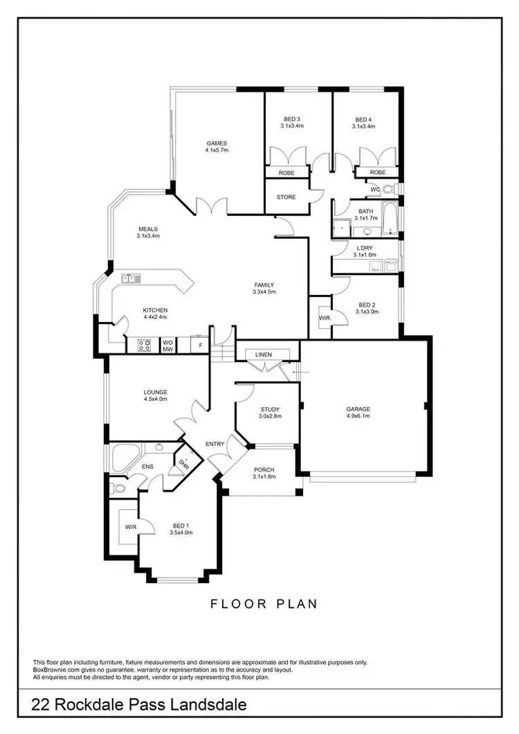 Floorplan of Homely house listing, 22 Rockdale Pass, Landsdale WA 6065