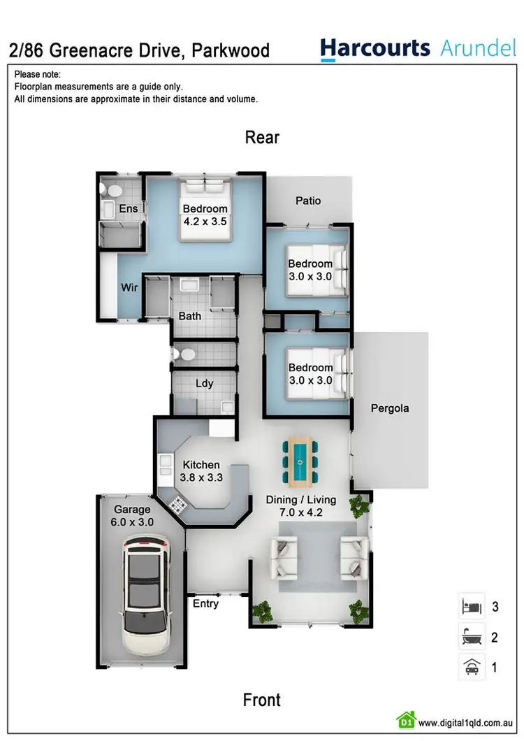 Floorplan of Homely semi-detached listing, 2/86 Greenacre Drive, Parkwood QLD 4214