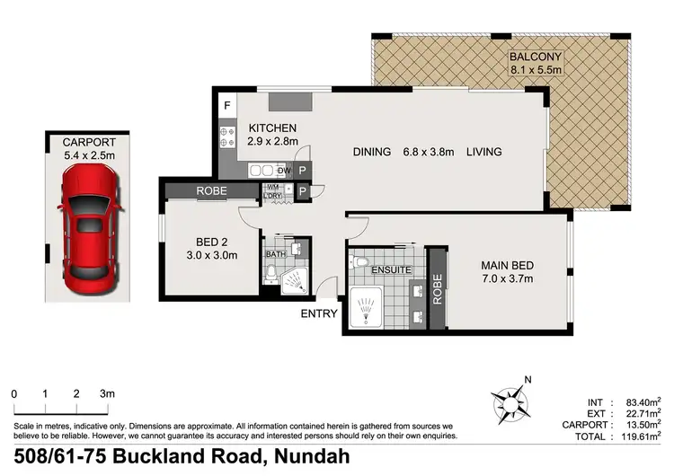 Floorplan of Homely apartment listing, 508/61-75 Buckland Road, Nundah QLD 4012