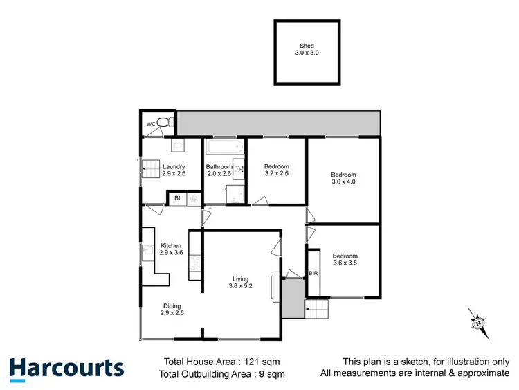 Floorplan of Homely unit listing, 1/39 Milton Crescent, Moonah TAS 7009