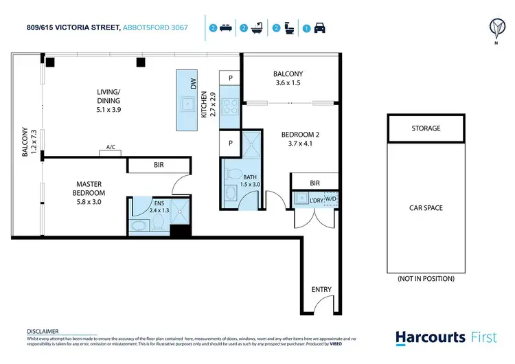 Floorplan of Homely apartment listing, 809/615 Victoria Street, Abbotsford VIC 3067