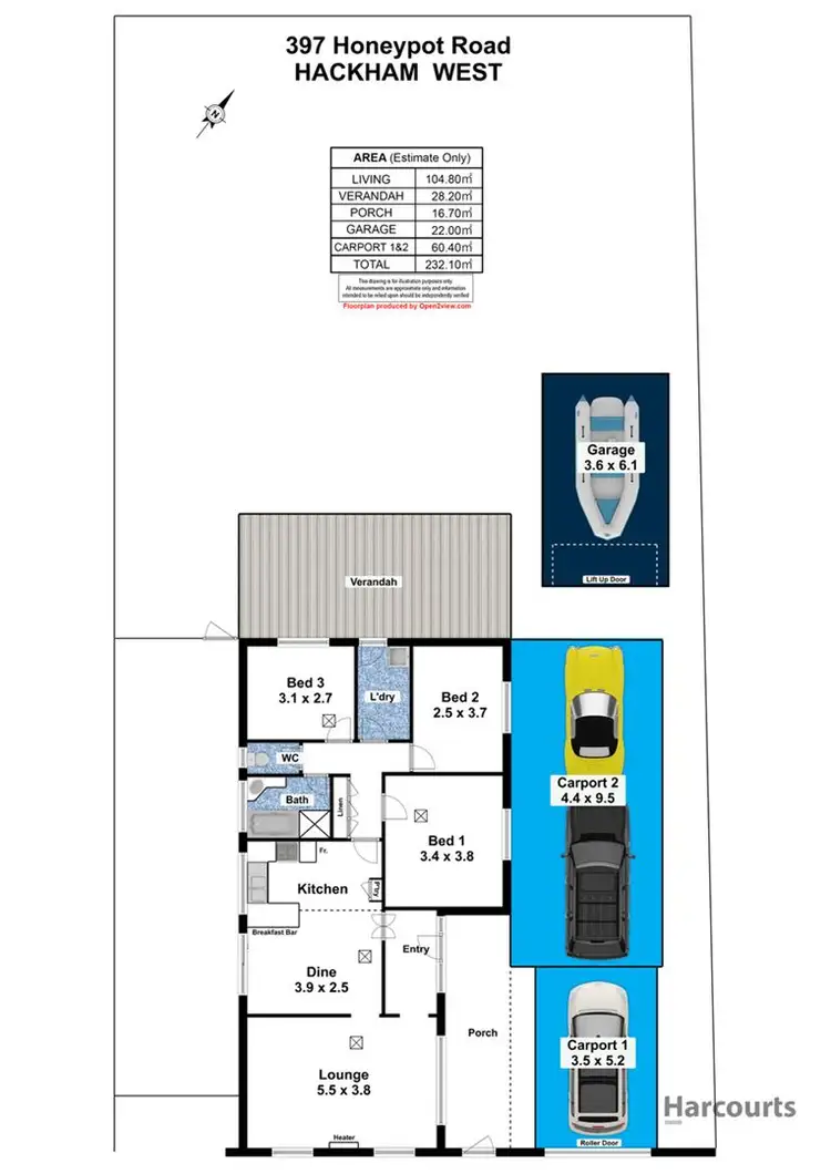 Floorplan of Homely house listing, 397 Honeypot Road, Hackham West SA 5163