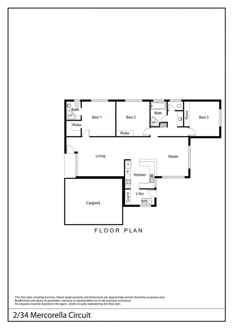 Floorplan of Homely semi-detached listing, 2/34 Mercorella Circuit, Sadadeen NT 870