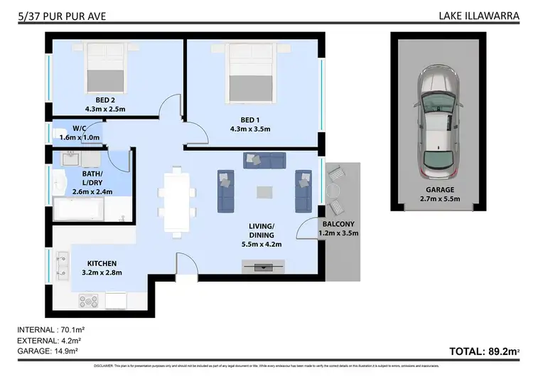 Floorplan of Homely unit listing, 5/37 Pur Pur Avenue, Lake Illawarra NSW 2528