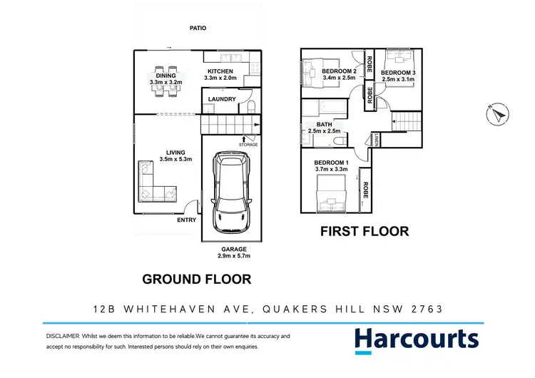 Floorplan of Homely semi-detached listing, 12B Whitehaven Avenue, Quakers Hill NSW 2763