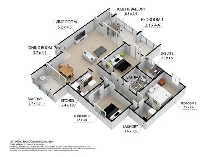Floorplan of Homely apartment listing, 19/7-9 King Street, Campbelltown NSW 2560