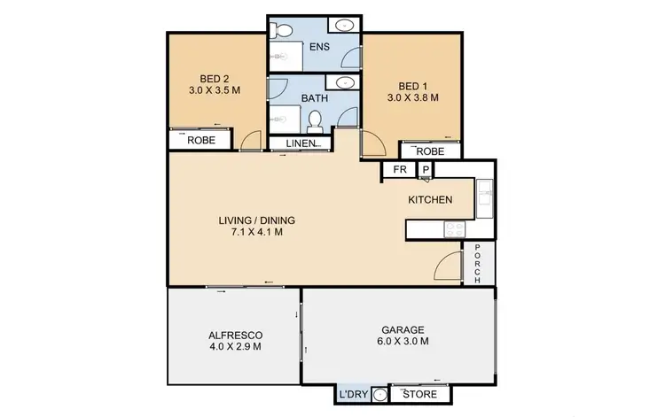 Floorplan of Homely unit listing, 1/59 Sanctuary Drive, Cranley QLD 4350