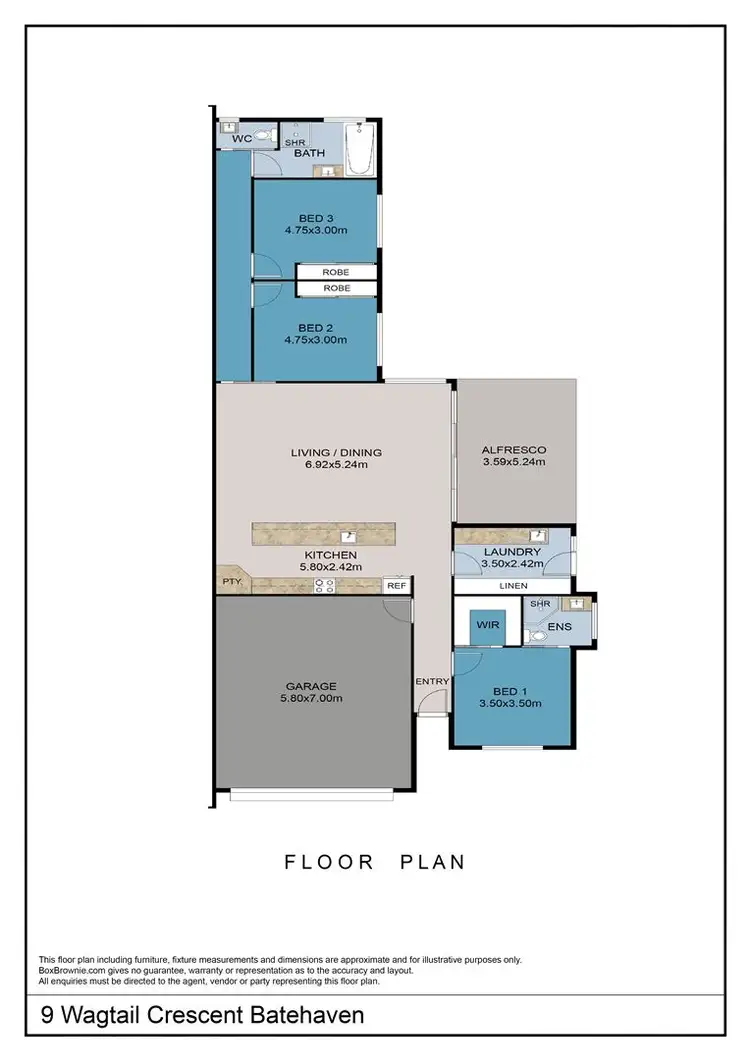 Floorplan of Homely semi-detached listing, 1/9 Wagtail Crescent, Batehaven NSW 2536
