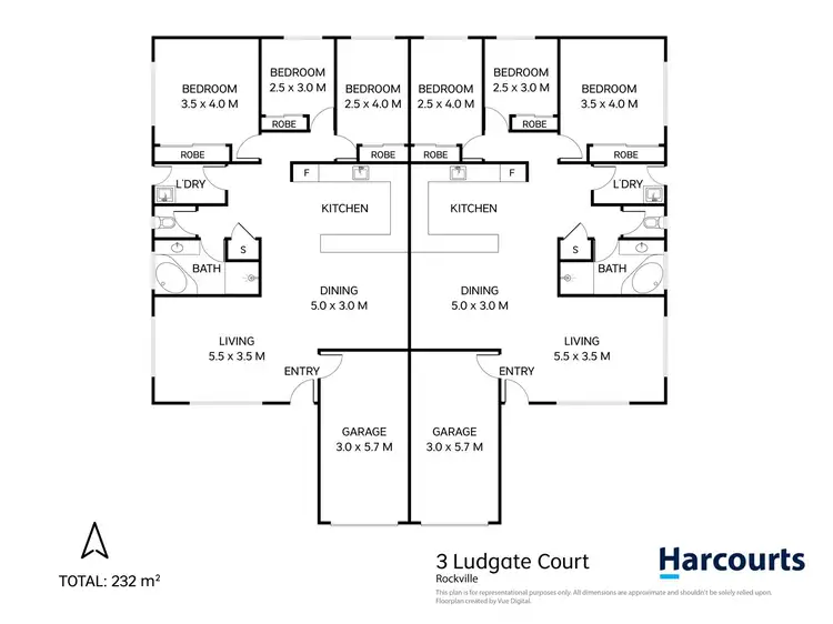 Floorplan of Homely semi-detached listing, 3 Ludgate Court, Rockville QLD 4350