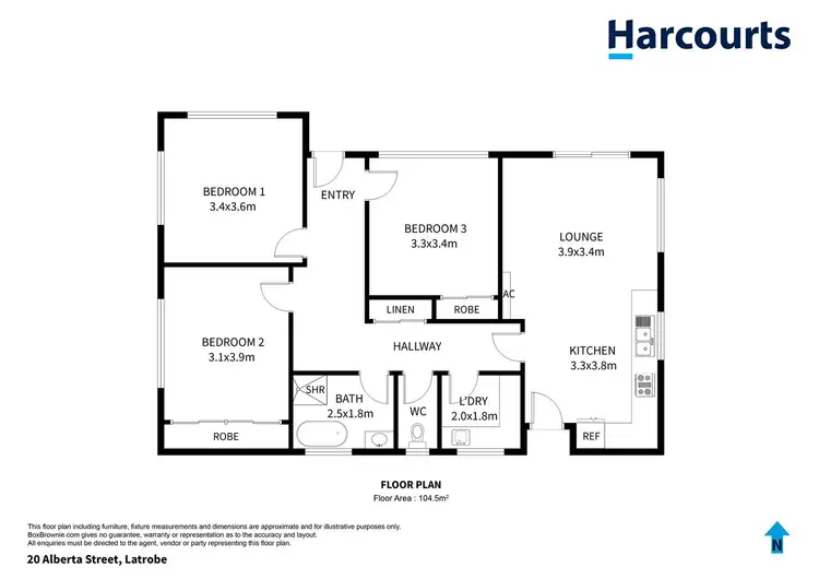 Floorplan of Homely unit listing, 1/20 Alberta Street, Latrobe TAS 7307