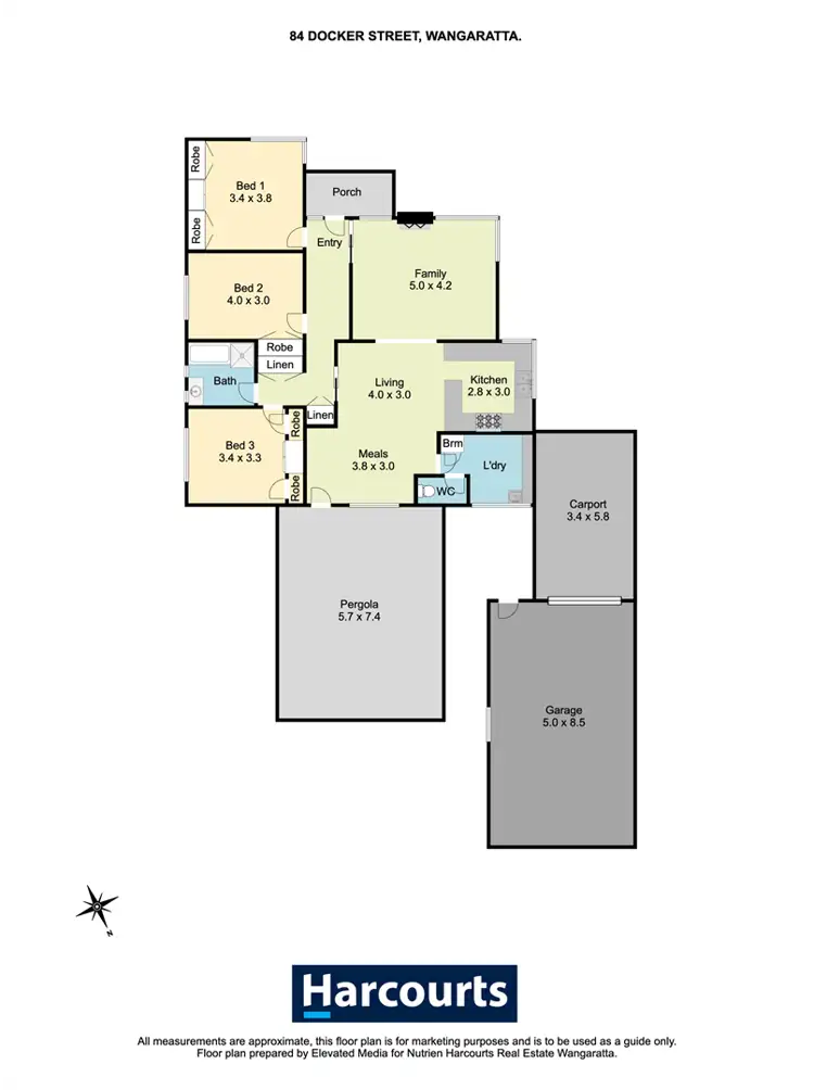 Floorplan of Homely house listing, 84 Docker Street, Wangaratta VIC 3677