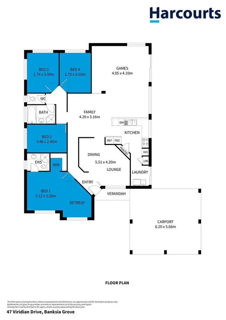 Floorplan of Homely house listing, 47 Viridian Drive, Banksia Grove WA 6031