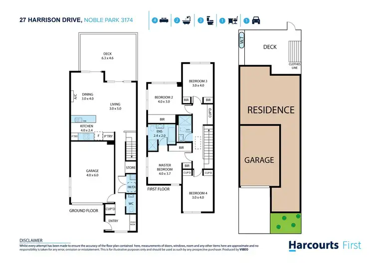 Floorplan of Homely townhouse listing, 27 Harrison Drive, Noble Park VIC 3174