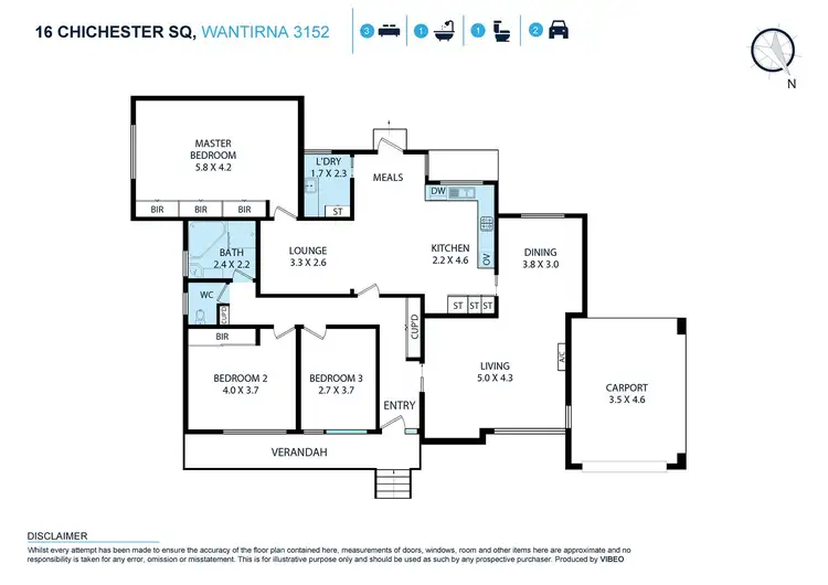 Floorplan of Homely house listing, 16 Chichester Square, Wantirna VIC 3152