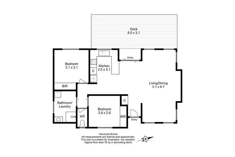 Floorplan of Homely unit listing, 2/27 Three Mile Line Road, Mooreville TAS 7321