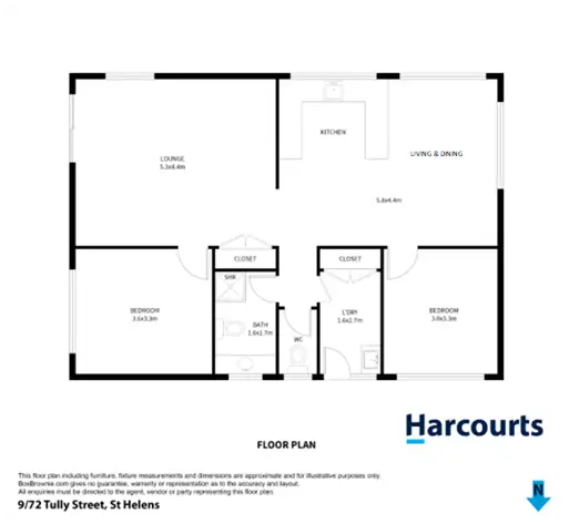 Floorplan of Homely unit listing, 9/72 Tully Street, St Helens TAS 7216