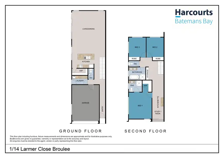 Floorplan of Homely semi-detached listing, 1/14 Larmer Close, Broulee NSW 2537
