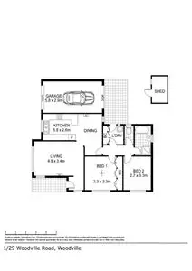 Floorplan of Homely unit listing, 1/29 Woodville Road, Woodville South SA