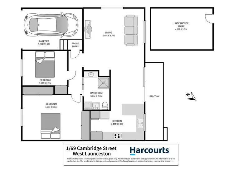 Floorplan of Homely unit listing, 1/69 Cambridge Street, West Launceston TAS 7250