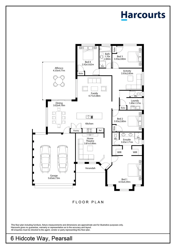 Floorplan of Homely house listing, 6 Hidcote Way, Pearsall WA 6065