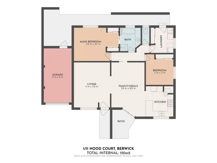 Floorplan of Homely unit listing, 1/11 Hood Court, Berwick VIC 3806