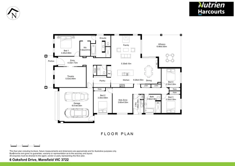 Floorplan of Homely house listing, 6 Oaksford Drive, Mansfield VIC 3722