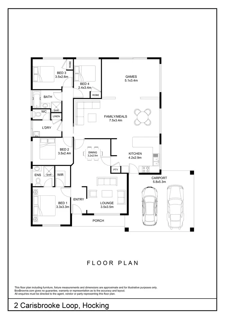 Floorplan of Homely house listing, 2 Carisbrooke Loop, Hocking WA 6065