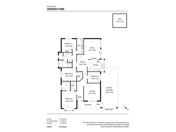 Floorplan of Homely house listing, 6 Finch Close, Andrews Farm SA 5114