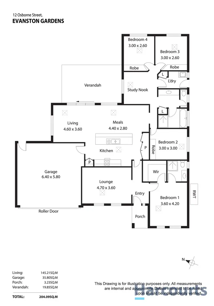 Floorplan of Homely house listing, 12 Osborne Street, Evanston Gardens SA 5116