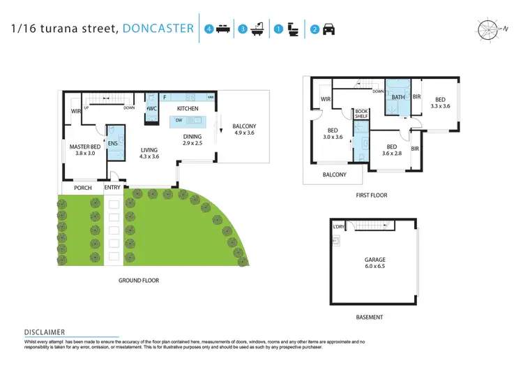 Floorplan of Homely townhouse listing, 1/16 Turana Street, Doncaster VIC 3108