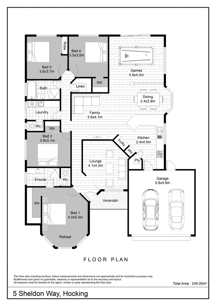 Floorplan of Homely house listing, 5 Sheldon Way, Hocking WA 6065