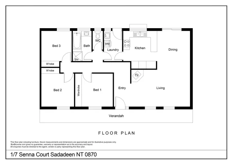 Floorplan of Homely semi-detached listing, 1/7 Senna Court, Sadadeen NT 870