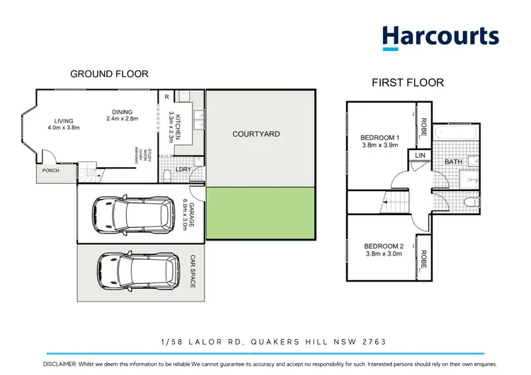 Floorplan of Homely townhouse listing, 1/58 Lalor Road, Quakers Hill NSW 2763
