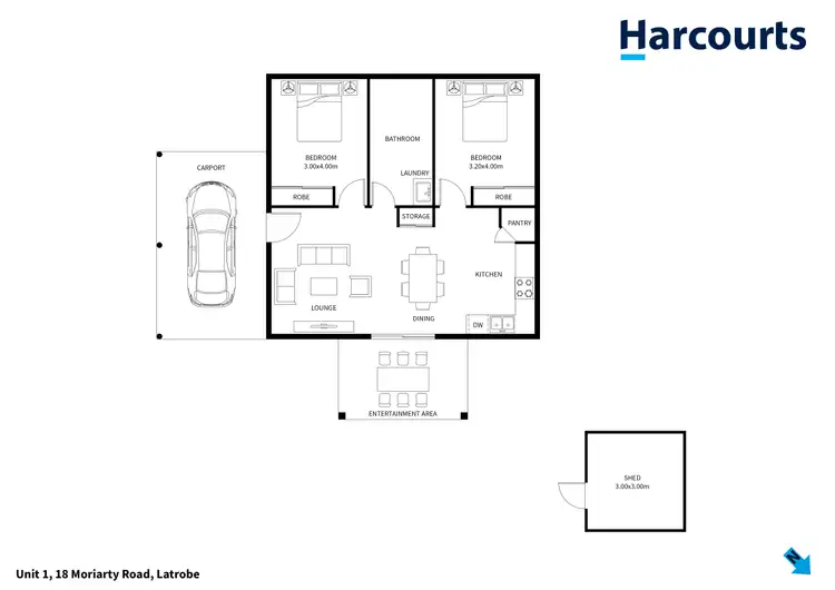 Floorplan of Homely unit listing, 1/18 Moriarty Road, Latrobe TAS 7307