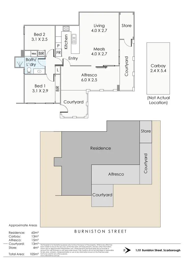 Floorplan of Homely apartment listing, 1/51 Burniston Street, Scarborough WA 6019