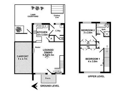 Floorplan of Homely townhouse listing, 2/107 Leader Street, Forestville SA 5035