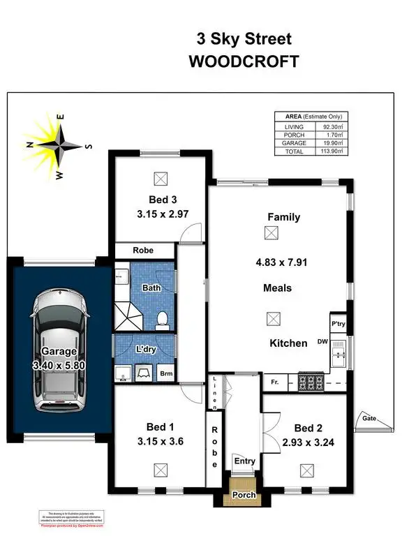 Floorplan of Homely house listing, 3 Sky Street, Woodcroft SA 5162