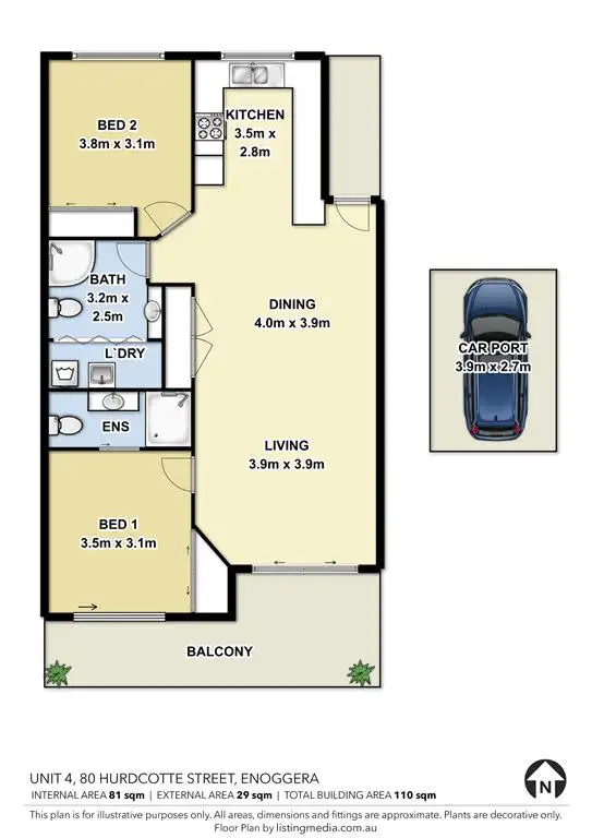 Floorplan of Homely unit listing, 4/80 Hurdcotte Street, Enoggera QLD 4051