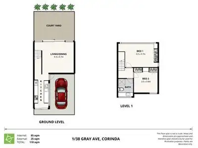 Floorplan of Homely townhouse listing, 1/38 Gray Avenue, Corinda QLD 4075