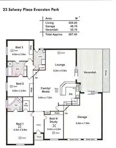 Floorplan of Homely house listing, 23 Selway Place, Evanston Park SA 5116